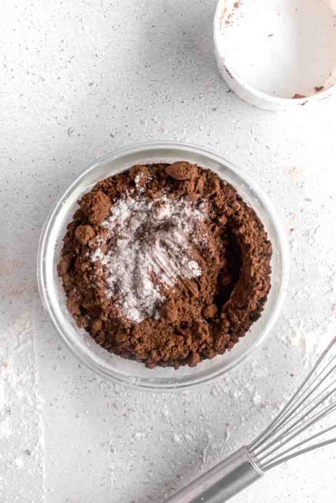 dry Ingredients for chocolate shortbread cookies