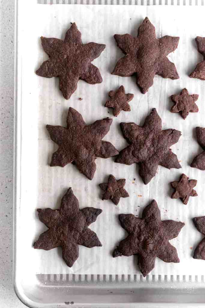 Baked shortbread cookies in a baking tray
